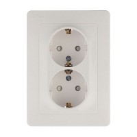 Розетка с рамкой Schneider Electric Blanca BLNRS001121 двойная скрытая установка белая с заземлением со шторками