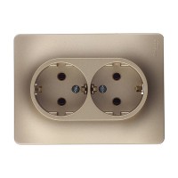 Розетка с рамкой Schneider Electric Glossa GSL000424 двойная скрытая установка титан с заземлением