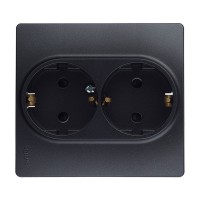 Розетка с рамкой Legrand Etika 672633 двойная скрытая установка антрацит с заземлением со шторками автоматический зажим