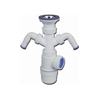 Сифон для мойки VIRPLAST by WIRQUIN 30986144 1 1/2"х40 мм с нержавеющей чашкой D70 мм и двойным отводом