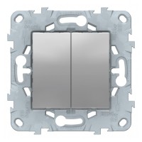 Переключатель Schneider Electric Unica NEW NU521530 двухклавишный перекрестный скрытая установка алюминий
