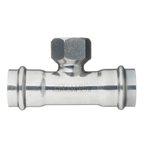 Тройник VALTEC (VTi.932.I.280528) 28 мм х 3/4 ВР(г) х 28 мм нержавеющая сталь