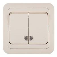 Выключатель с рамкой Makel Mimoza 25023 двухклавишный скрытая установка бежевый с подсветкой