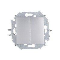 Переключатель Simon 15 1591397-033 двухклавишный на 2 направления скрытая установка алюминий