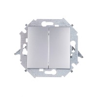 Выключатель Simon 15 1591398-033 двухклавишный скрытая установка алюминий