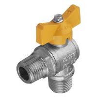 Кран шаровой газовый 1/2 НР(ш) х 1/2 НР(ш) бабочка угловой