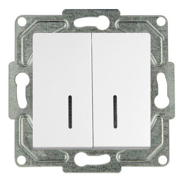 Выключатель GUNSAN Eqona 16401100-150104 двухклавишный скрытая установка белый IP20 с подсветкой