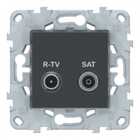 Розетка телевизионная Schneider Electric Unica NEW NU545554 оконечная R-TV-SAT скрытая установка антрацит