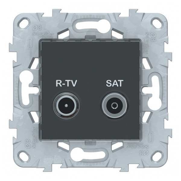 Розетка телевизионная Schneider Electric Unica NEW NU545554 оконечная R-TV-SAT скрытая установка антрацит