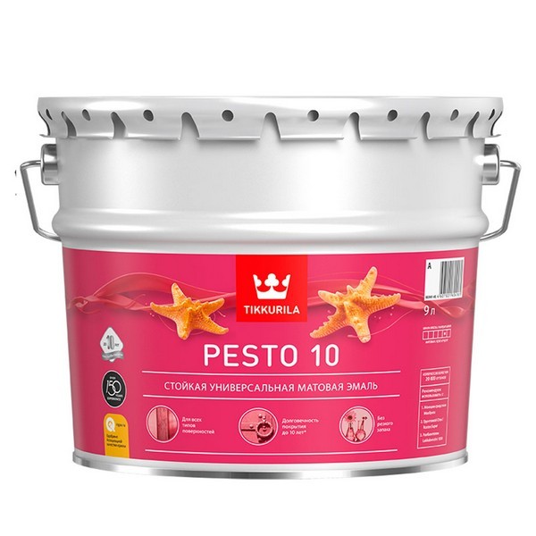 Эмаль алкидная Tikkurila Pesto 10 основа C матовая 9 л