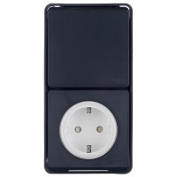 Блок переключателя с розеткой Schneider Electric Mureva S MUR36024 одноклавишный открытая установка антрацит с заземлением IP55 со шторками