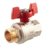 Кран шаровой латунный Oventrop Optibal (1076306) 3/4 ВР(г) х 3/4 НР(ш) бабочка прямой