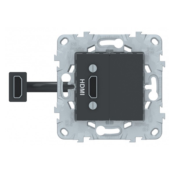 Розетка HDMI Schneider Electric Unica NEW NU543054 скрытая установка антрацит один модуль HDMI