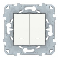 Переключатель Schneider Electric Unica NEW NU521318N двухклавишный на 2 направления скрытая установка белый с подсветкой