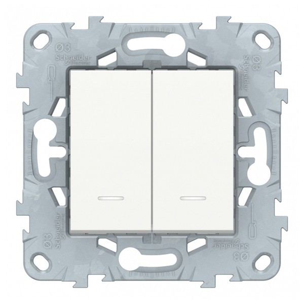 Переключатель Schneider Electric Unica NEW NU521318N двухклавишный на 2 направления скрытая установка белый с подсветкой