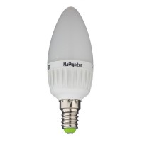 Лампа светодиодная Navigator 7 Вт E14 свеча С37 4000К естественный белый свет 220 В матовая диммируемая