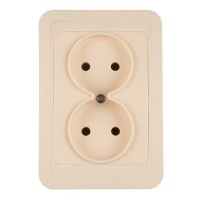 Розетка с рамкой Makel Mimoza 25017 двойная скрытая установка бежевая без заземления