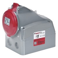 Розетка кабельная Legrand P17 TEMPRA PRO (90160) угловая настенная с заземлением 3P+N+E 3 фазы 16 А 380 В IP44 с крышкой
