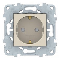 Розетка Schneider Electric Unica NEW NU505744 скрытая установка бежевая с заземлением со шторками с быстрозажимными клеммами