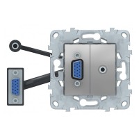 Розетка HDMI Schneider Electric Unica NEW NU593230 скрытая установка алюминий модули HD15 и mini Jack