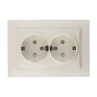 Розетка с рамкой Schneider Electric Unica MGU23.067.25D двойная скрытая установка бежевая с заземлением со шторками