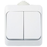 Выключатель Schneider Electric Этюд BA10-042B двухклавишный открытая установка белый IP44