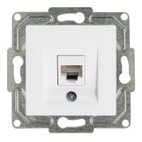 Розетка компьютерная GUNSAN Eqona 16401100-157130 одинарная скрытая установка белая IP20 один модуль RJ45 cat 5e