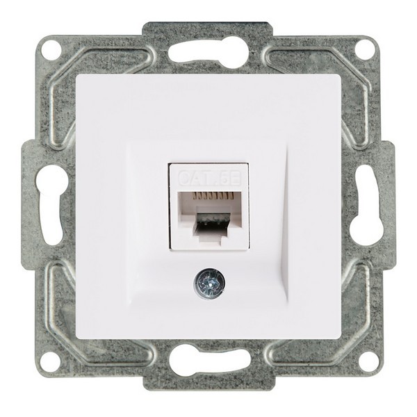 Розетка компьютерная GUNSAN Eqona 16401100-157130 одинарная скрытая установка белая IP20 один модуль RJ45 cat 5e