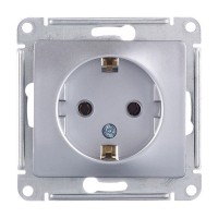 Розетка Schneider Electric Glossa GSL000343 скрытая установка алюминий с заземлением