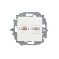 Розетка телефонная/компьютерная Simon 15 1591590-030 скрытая установка белая модули RJ11 и RJ45 cat 5е