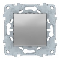 Переключатель Schneider Electric Unica NEW NU521330 двухклавишный на 2 направления скрытая установка алюминий