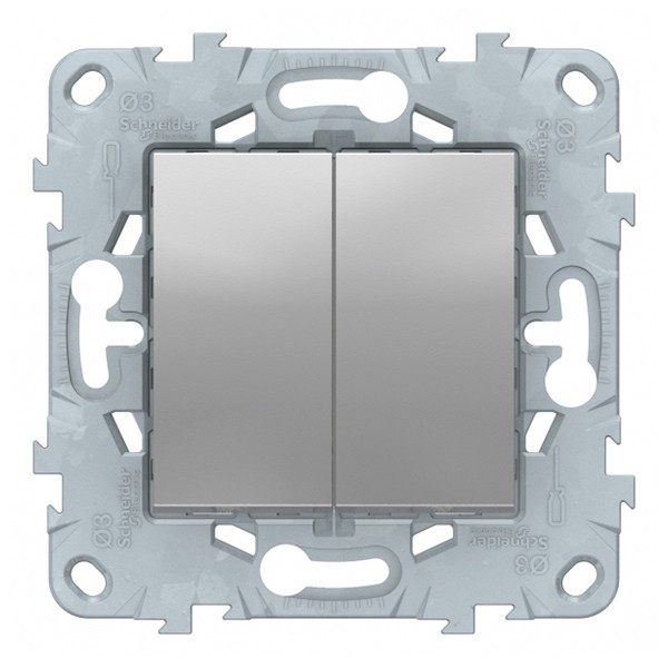 Переключатель Schneider Electric Unica NEW NU521330 двухклавишный на 2 направления скрытая установка алюминий