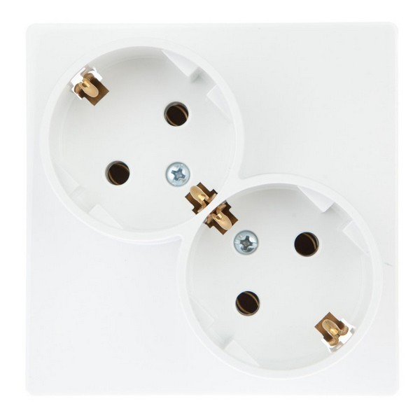 Розетка Simon 24 Harmonie 2450459-030 двойная скрытая установка белая с заземлением