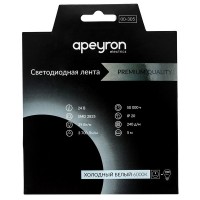 Лента светодиодная SMD 2835 Apeyron RAY PRO 6000К холодный белый свет 38 Вт 24 В IP20 5 м