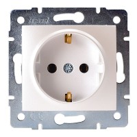 Розетка Lezard KARINA 707-3088-122B скрытая установка жемчужно-белая с заземлением