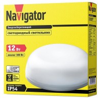 Светильник светодиодный накладной Navigator NBL d210х60 мм 12 Вт 176-264 В 4000К естественный белый свет IP54 круглый белый с влагозащитой