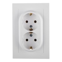 Розетка с рамкой Schneider Electric Atlas Design ATN000124 двойная скрытая установка белая с заземлением