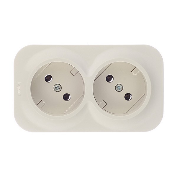 Розетка Legrand Quteo 782242 двойная открытая установка слоновая кость без заземления