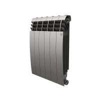 Радиатор биметаллический Royal Thermo BiLiner Silver Satin 500 мм 6 секций 1" боковое подключение серый