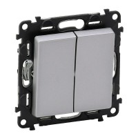 Переключатель Legrand Valena LIFE 752608 двухклавишный 2 направления скрытая установка алюминий