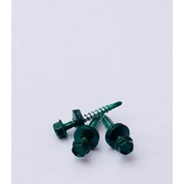 Саморезы кровельные с буром 50х4,8 мм зеленые RAL 6005 (200 шт)