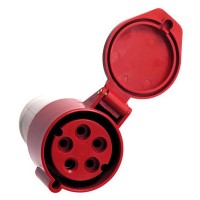 Розетка кабельная EKF PROxima прямая переносная 3Р+РЕ+N 3 фазы 32 А 380 В IP44 с крышкой
