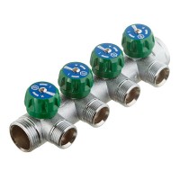 Коллектор Stout (SMB-6850-013404) 1 ВР(г) х 4 выхода 3/4(ЕК) х 1 НР(ш) регулирующий