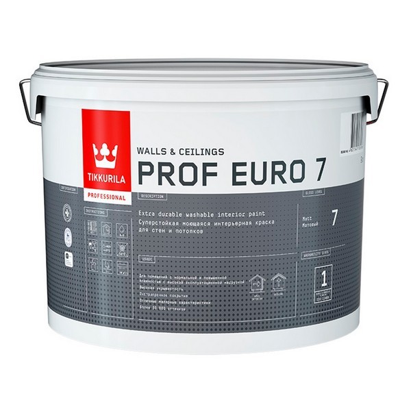 Краска водно-дисперсионная Tikkurila PROF EURO 7 моющаяся основа C 9 л