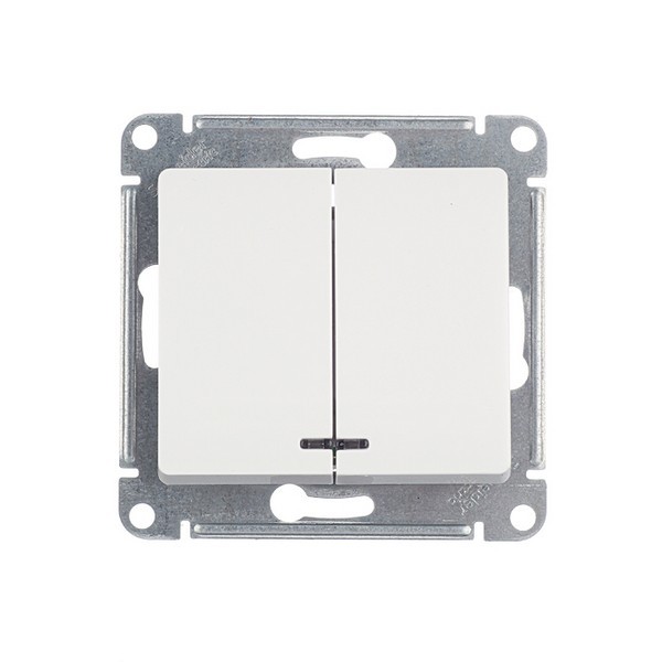 Выключатель Schneider Electric Glossa GSL000153 двухклавишный скрытая установка белый с подсветкой
