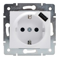 Розетка USB Lezard KARINA 707-0288-181 скрытая установка белая с заземлением один модуль USB