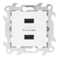 Розетка Simon 24 Harmonie 2411096-030 скрытая установка белая без заземления два модуля USB