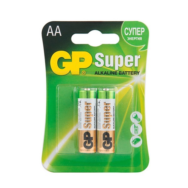 Батарейка GP Batteries Super АА пальчиковая LR6 1,5 В (2 шт.)