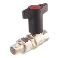Кран шаровой латунный Oventrop Optibal (1075704) 1/2 ВР(г) х 1/2 НР(ш) бабочка удлиненная с полусгоном прямой