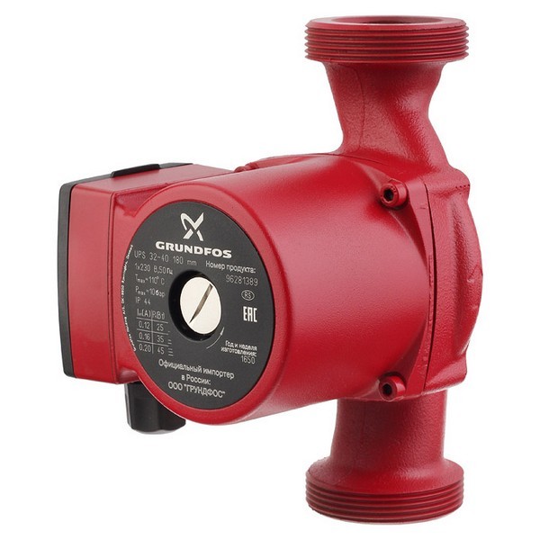Циркуляционный насос для систем отопления Grundfos UPS 32-40 (96281389) DN32 подъем 4 м 180 мм с гайками